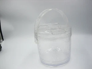 Lucite Acrylic Clear Ice Bucket w/ Tongs Double Wall Insulated 4 Parts - Picture 1 of 8