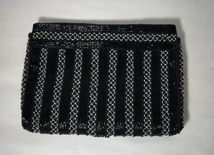 Vintage Black Beaded Clutch Bag Handmade in France 6.5” x 4.25” x 2” - Picture 1 of 10