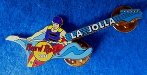 LA JOLLA COVE SERIES KAYAKER RED KAYAK BLUE WATER GUITAR Hard Rock Cafe PIN LE - Picture 1 of 1