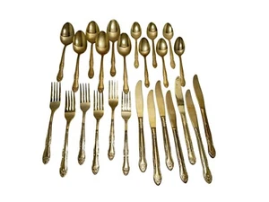 Vintage Floral Lifetime Gold Silverware Flatware Stainless Steel 6 Settings - Picture 1 of 7