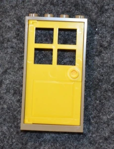 (1) 1x4x6 Yellow Door w/ Dark Tan Frame Bricks - NEW Lego Building / House Parts - Picture 1 of 1