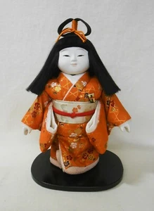 Japanese Vintage Kimono Cloth WARABE Doll 28cm  / Folding Fan /Girl - Picture 1 of 8