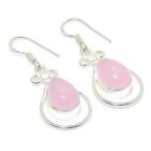 Pink Chalcedony Gemstone 925 Sterling Silver Jewelry Earring 1.77 " J280