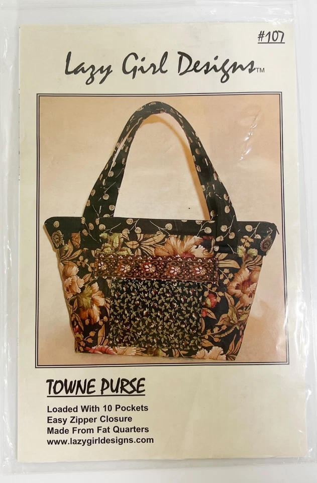 Lazy Girl Designs TOWNE PURSE Sewing Pattern #107 Handbag Bag Joan Hawley ©2000 - Image 1 of 3