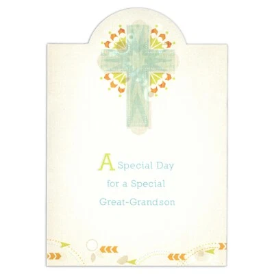 Special FIRST COMMUNION Card FOR GREAT-GRANDSON, Cross by DaySpring + Envelope - Image 1 of 4