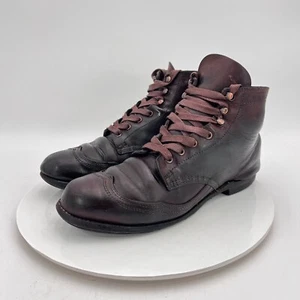 Wolverine 1000 Miles Addison Men Size 8D Brown Leather Wing Tip Lace Up Boot - Picture 1 of 17