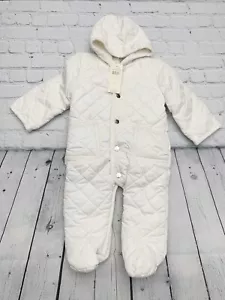 Brand New Leveret Quilted Baby Snowsuit White 9 Months - Picture 1 of 4