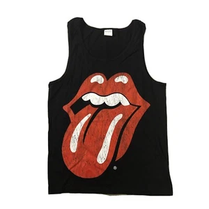 Rolling Stones Iconic Hot Lips Logo On SMALL Black Tank Top T-Shirt - Picture 1 of 8