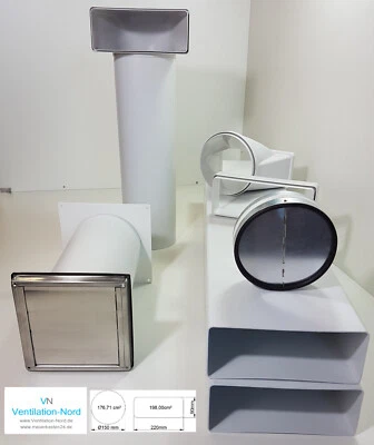 Caja de pared Ø150 acero inoxidable válvula de retención juego S5 canal plano 220x90 aire de escape - Imagen 1 de 4