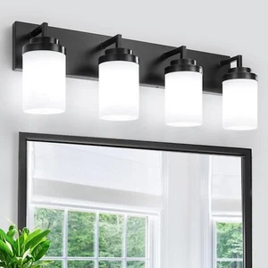27" Bathroom Vanity Light Fixtures, 4-Light Modern Black Bathroom Light Fixtu... - Picture 1 of 8