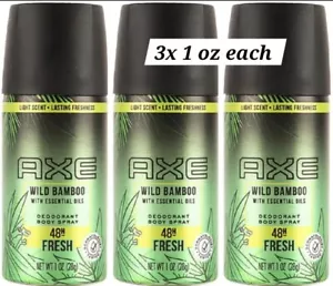 AXE Wild Bamboo Deodorant & Body Spray 1 oz Travel Size 3 Pack Free Shipping - Picture 1 of 1