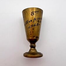 1968's Miniature Vintage USSR Brass Copper Hand Etched Vodka Shot Cup Signed