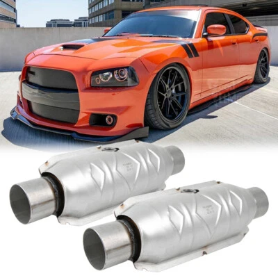 2 convertidores catalíticos de entrada/salida de 2,5" con protector térmico para Dodge Challenger SRT8 SRT Foto 1 de 4