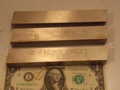 Lot of 3 Cleveland 7/8" Square 6" Mo Max Cobalt Lathe Tool Bit Blank 7/8x7/8x6 - Image 1 of 4