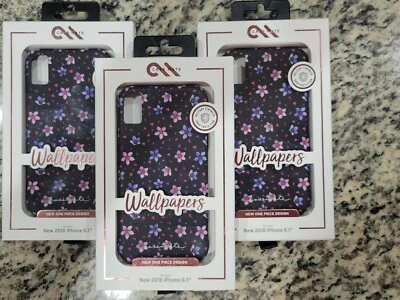 LOT OF 3! Case-Mate iPhone XR/6.1” Wallpaper Floral Garden Military Drop Protect - Image 1 of 3