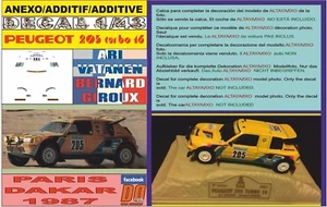 ANEXO DECAL 1/43 PEUGEOT 205 TURBO A.VATANEN P. DK. 1987 (02) - Imagen 1 de 1