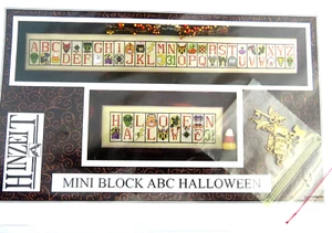 Hinzeit Mini Block HORIZONTAL HALLOWEEN Counted Cross Stitch Chart + 8 Charms - Picture 1 of 6