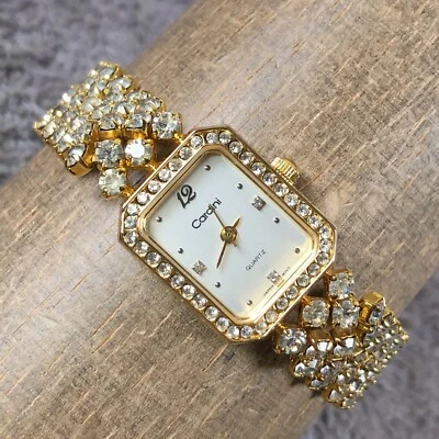 Cardini Mujer Moda Completo Pavé Tono Dorado Cuarzo Analógico 18mm Reloj 6 3/4" Foto 1 de 4