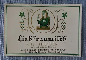 altes Weinetikett Musteretikett Etikett Liebfraumilch Rheinhessen Goetz & Müller - Bild 1 von 2