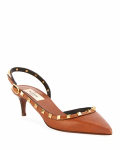 NIB Valentino Garavani Rockstud Leather Slingback Pumps 50 MM 37 / 7 Ret. $945 - Picture 1 of 9