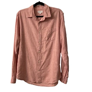 Gap Men’s Linen & Cotton Blend Button Down Shirt Heather Red Sz M - Picture 1 of 8