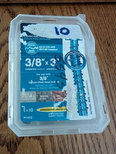Tapcon 3/8 Zoll Dia. x 3 zoll L Stahl Sechskantkopf Beton Schraubanker 10 Stück - Bild 1 von 3