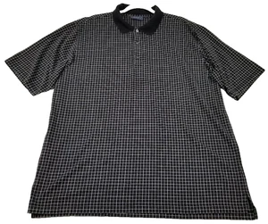 Bobby Jones Polo Golf Uomo Extra Large XL Nero Beige Plaid Manica Corta - Foto 1 di 10