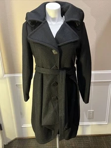 Samuel Dong Wool Hi Low Bubble Hem Coat Black Gr. L - Bild 1 von 9