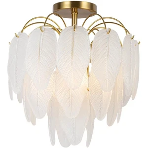 Artcraft Lighting AC11785BR Alessia Semi-Flush Mount Brushed Brass and White - Picture 1 of 5