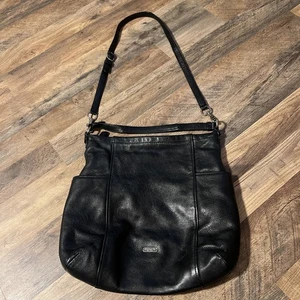 Vintage Coach Park Hobo schwarz Kiesel Leder Tasche Beuteltasche Umhängetasche 16x15” Gesamt 35” - Bild 1 von 18