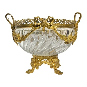 Antique Baccarat Crystal Glass Gilt Bronze Centerpiece Bowl - Picture 1 of 20