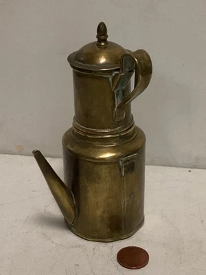 Originale Petite Cafetière Égoïste Ancienne en Laiton. Collector.XIXème. - Photo 1/4