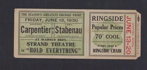 VERY RARE 1930 boxing Champion George Carpentier FULL ticket boxer - Picture 1 of 2