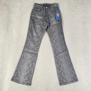 Vintage RVT Pants Girls 7 /8 (24x30) Gray Snakeskin Print Flare Bootcut Y2K NEW - Picture 1 of 10