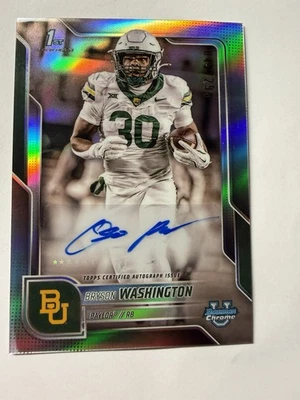🔥2025 Bowman Chrome U BRYSON WASHINGTON 1st Chrome Refractor Auto #d /299 SP - Image 1 of 2