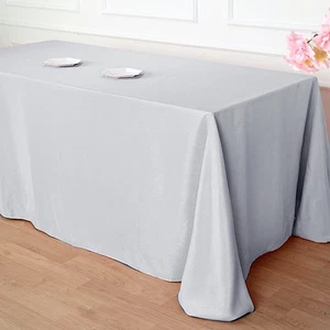 SILVER Polyester 90x132" Rectangle TABLECLOTHS Wedding Party Light Gray Linens - Picture 1 of 7