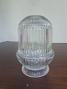 Vintage Homco Klar Geripptes Glas Feenlampe Kerzenhalter - Bild 1 von 10