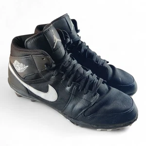 Nike Air Jordan 1 Mid TD Football Cleats Black / White AR5604-001 Men's Size 13 - Picture 1 of 9