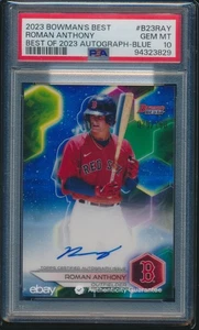 PSA 10 ROMAN ANTHONY AUTO 2023 Bowman's Best RIFRATTORE BLU/150 RC GEM MINT - Foto 1 di 4