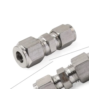 6mm x 8mm OD Tube Double Ferrule Coupling Connector Compression Tube Fitting - Bild 1 von 10
