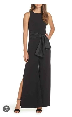 Mono Vince Camuto Mujer Rico Negro Essentia Crepé Corbata Frontal Pierna Ancha Talla 2 Foto 1 de 4