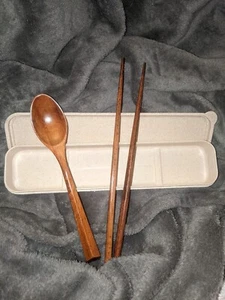 Wooden Spoon and Chopstick Set Eco-friendly Utensil Home Kitchen Tableware New - Picture 1 of 1
