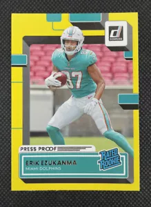 Donruss Erik Ezukanma 2022 clasificación novato RC Dolphins #339 prueba de prensa amarilla - Imagen 1 de 2