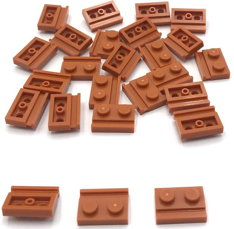 Lego 25 Nuevas Placas Naranja Oscuro Modificadas 1 x 2 con Rieles de Puerta Piezas Foto 1 de 1