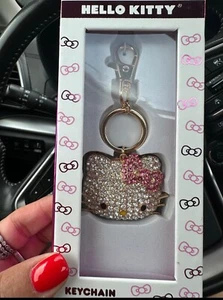 Hello Kitty Kristall Strass Schlüsselanhänger Schlüsselring Handtasche Anhänger Schmuck Glitzer - Bild 1 von 2