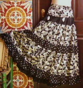 Neu schwarz & weiß Punkte Gypsy/Flamenco Rock-Stufen-28" Taille-waschbar-Unikat! - Bild 1 von 1
