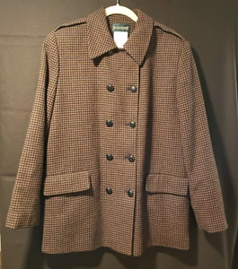 Vintage Women's Harve Bernard car coat wool black and brown check size 10 - Picture 1 of 3
