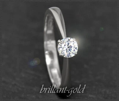 Diamant Brillant 585 Gold Damen Ring; 0,40ct, Top Wesselton, Si3; Solitärring - Bild 1 von 4