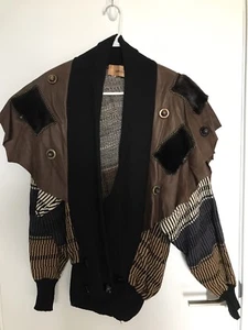 GABANI Pullover Jacke Vintage 80er 90er Couture Nerz Leder NIETEN Glam Disco - Bild 1 von 7
