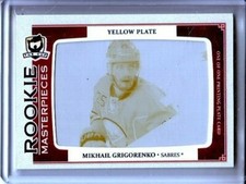 2013-14 The Cup Printing Plates SPx Yellow Mikhail Grigorenko RC 1/1 SABRES